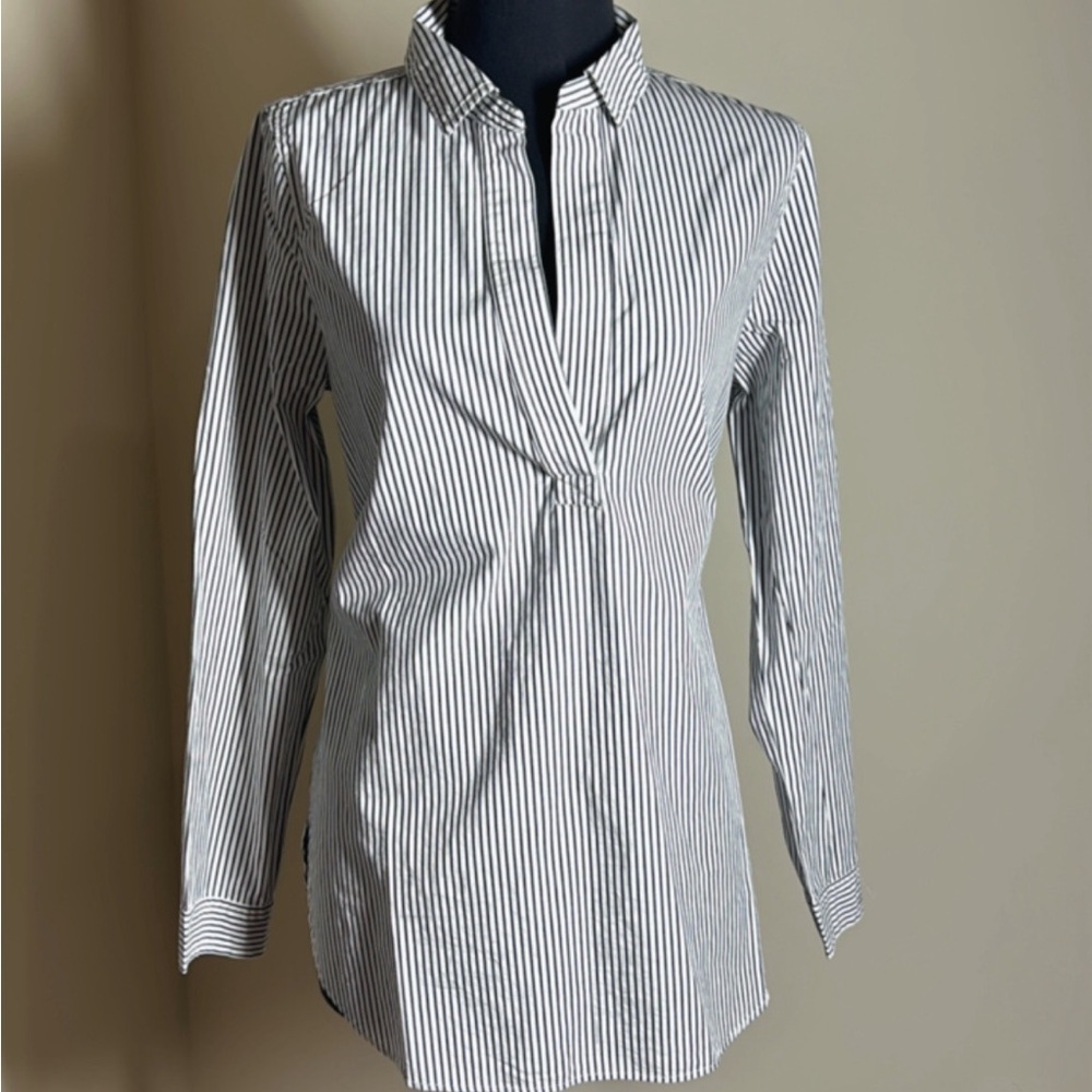 J. Crew Black and White Striped Button Down Shirt